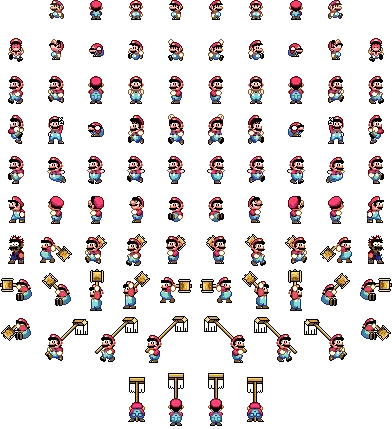 A spritesheet of mario