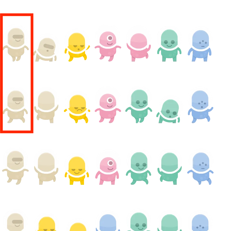 A subset of the original spritesheet highlighting the walking sprites