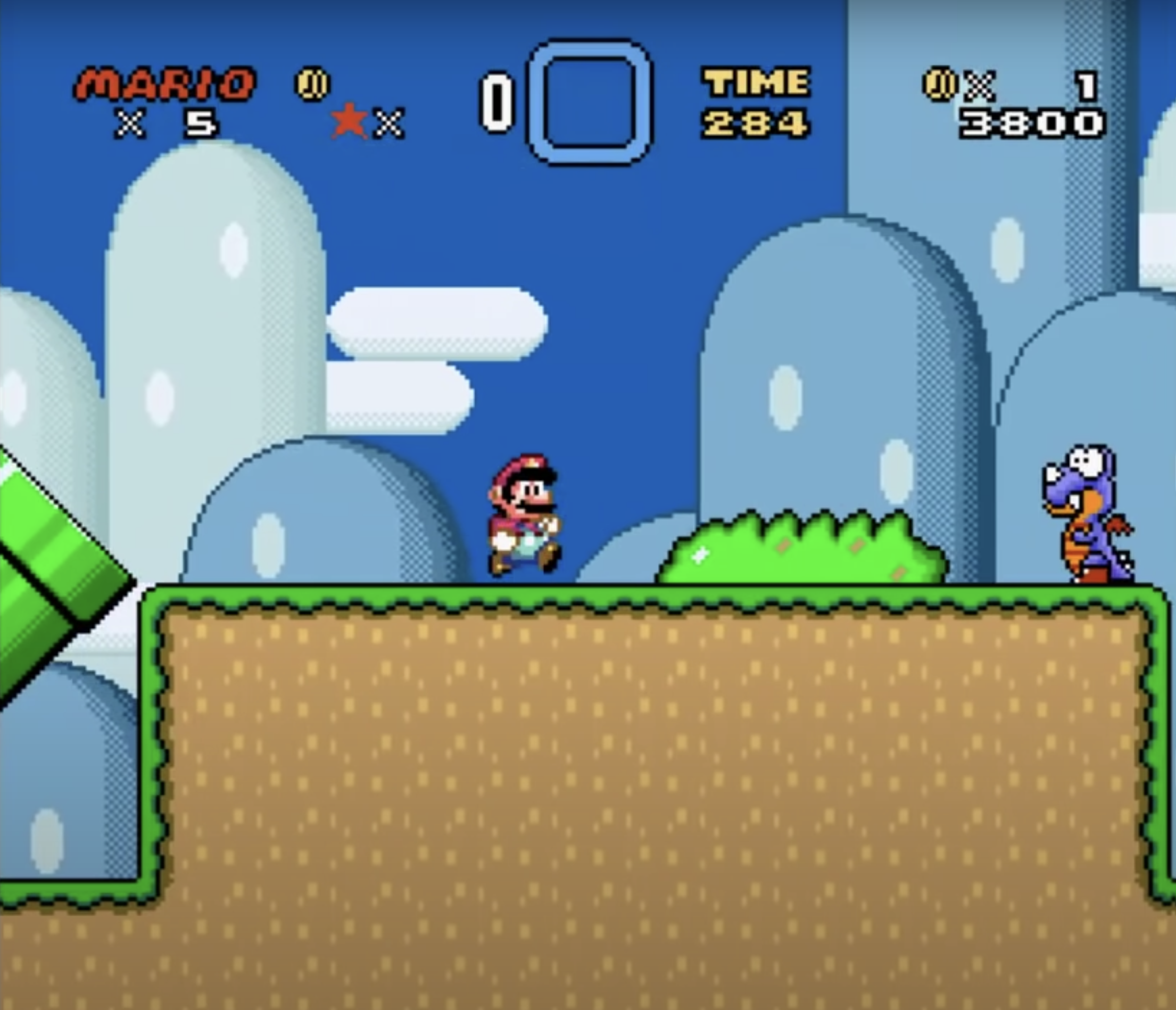 an image of the first level from Super Mario World